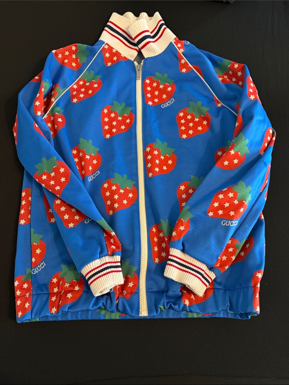 Gucci Kids Blue Strawberry-Print jacket